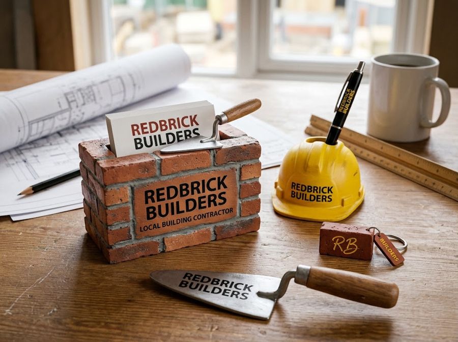 Illustration: Builder: brick card holder