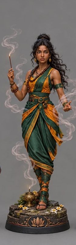 Painted figurine of Chandana, the sandalwood smoke