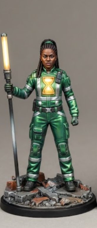 Painted figurine of Golden Hour, paramedic who bends time
