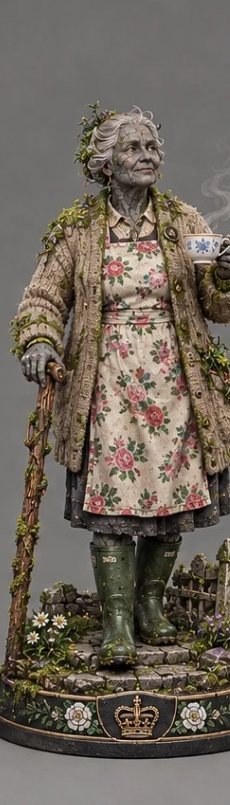 Painted figurine of Granite Gran, 71 and made of stone