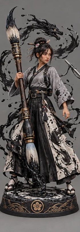 Painted figurine of Kagefude, the living ink