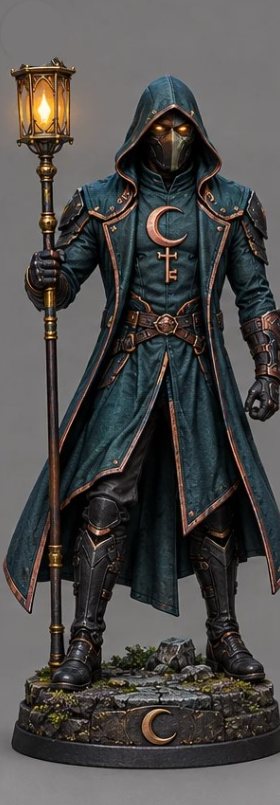 Painted figurine of The Night Warden, locksmith of the night