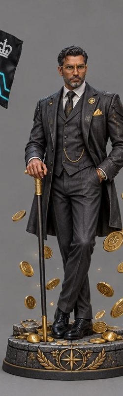 Painted figurine of Oddsman, the ruined billionaire
