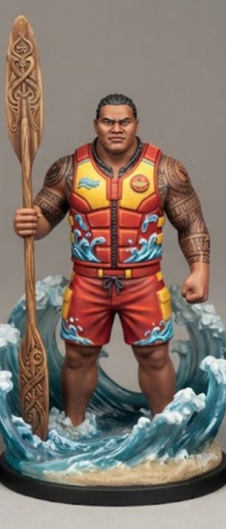 Painted figurine of Tidecarver, guardian of the tide