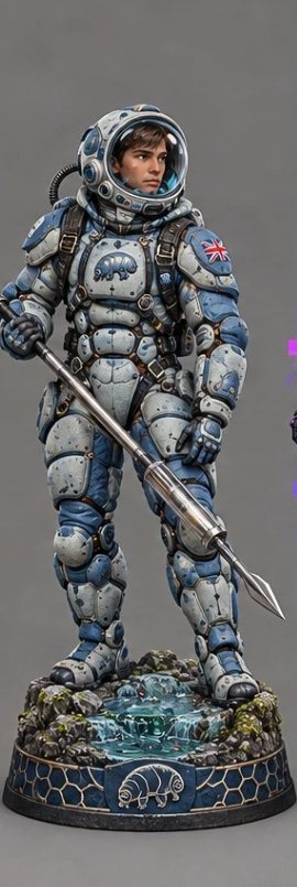 Painted figurine of Waterbear, the boy who can't die